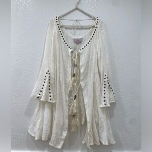 Roja cardigan with metal accents 100% cotton ivory size XL